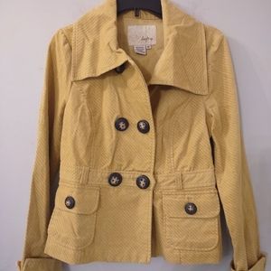 Daytrip Womens Peacoat Yellow Double Breasted Cuff Sleeve Flap Pockets Sz M
